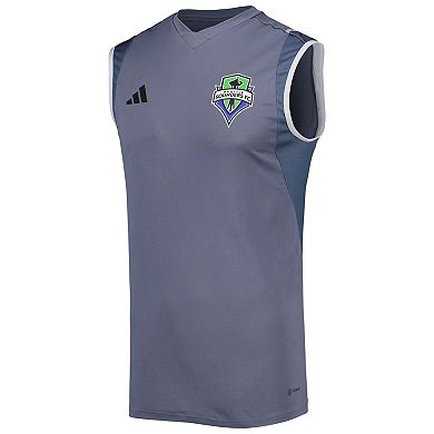 Men's adidas Gray Seattle Sounders FC 2023 On-Field Sleeveless Training Jersey
