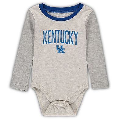 Infant Wes & Willy Heathered Gray/Royal Kentucky Wildcats Jie Jie Long Sleeve Bodysuit & Pants Set