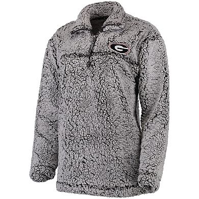 Women's Gray Georgia Bulldogs Sherpa Super Soft Quarter-Zip Pullover Jacket