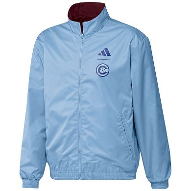 Men's adidas Burgundy/Light Blue Colorado Rapids 2023 On-Field Anthem Full-Zip Reversible Team Jacket