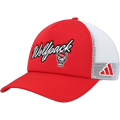 Men's adidas Red NC State Wolfpack Script Trucker Snapback Hat