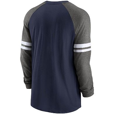 Men's Nike College Navy/Charcoal Seattle Seahawks Performance Raglan Long Sleeve T-Shirt