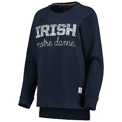 Women's Pressbox Navy Notre Dame Fighting Irish Steamboat Animal Print Raglan Pullover Sweatshirt