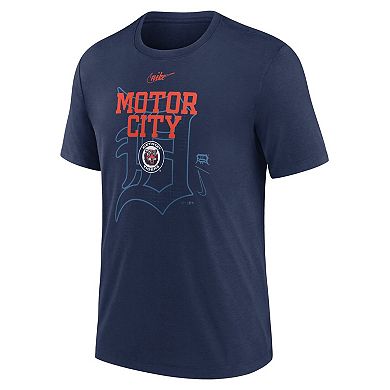 Men's Nike  Navy Detroit Tigers Rewind Retro Tri-Blend T-Shirt