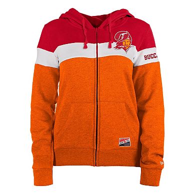 Women's New Era Orange/Red Tampa Bay Buccaneers Throwback Colorblock Full-Zip Hoodie