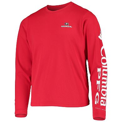 Youth Red Georgia Bulldogs PFG Terminal Tackle Long Sleeve Omni-Shade T-Shirt