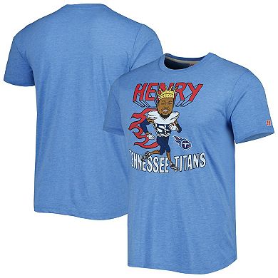 Men's Homage Derrick Henry Heathered Light Blue Tennessee Titans Caricature Player Tri-Blend T-Shirt