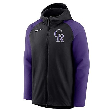 Men's Nike Black/Purple Colorado Rockies Authentic Collection Performance Raglan Full-Zip Hoodie