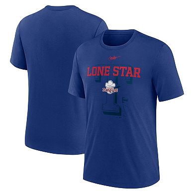 Men's Nike  Royal Texas Rangers Rewind Retro Tri-Blend T-Shirt