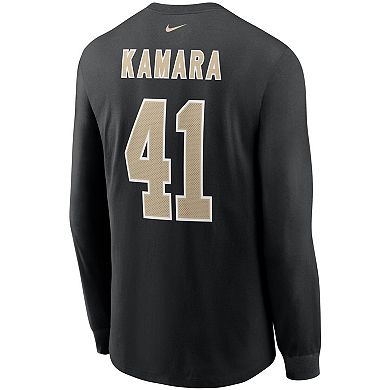 Men's Nike Alvin Kamara Black New Orleans Saints Player Name & Number Long Sleeve T-Shirt