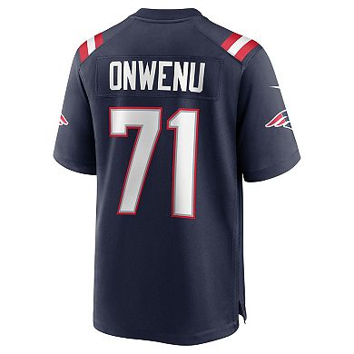 Men's Nike Mike Onwenu Navy New England Patriots Team Game Jersey