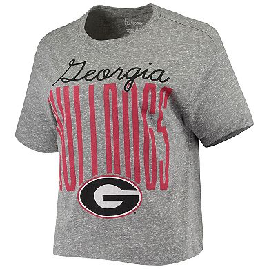 Women's Pressbox Heathered Gray Georgia Bulldogs Sanibel Knobi Crop T-Shirt