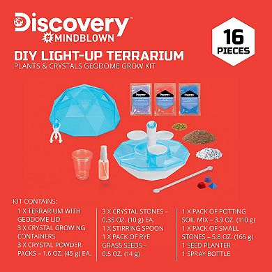 Discovery Mindblown Discovery™ #Mindblown DIY Light-Up Terrarium Plants & Crystals Geodome 16-pc. Grow Kit