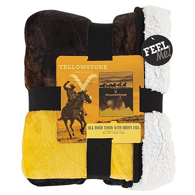 Yellowstone Ranch Wild Horses Sherpa Back Throw Blanket