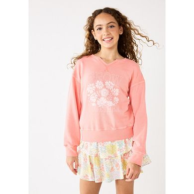 Girls 6-20 SO?? Notch Neck Pullover Sweatshirt in Regular & Plus Size