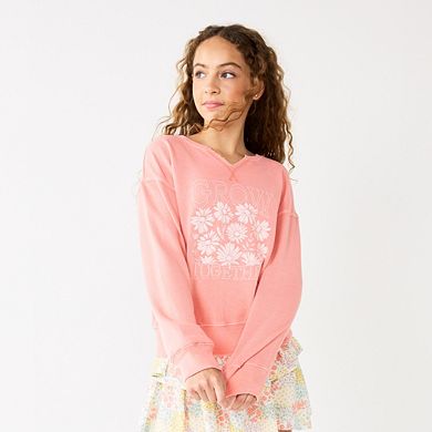 Girls 6-20 SO?? Notch Neck Pullover Sweatshirt in Regular & Plus Size