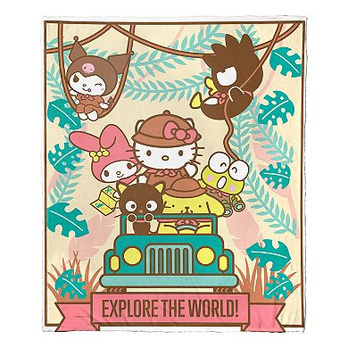 Sanrio Hello Kitty & Friends Explore The World Silky Touch Throw Blanket