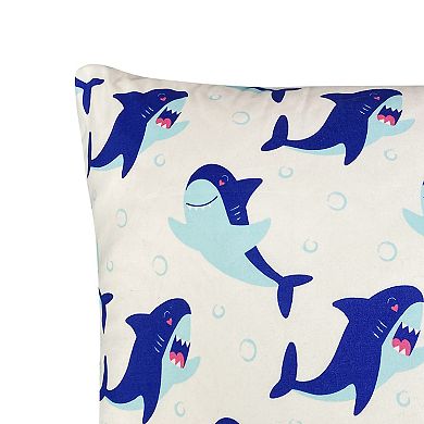 Harper Lane® Great White Shark Cartoon Print Throw Pillow