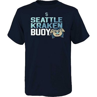 Youth Deep Sea Blue Seattle Kraken Mascot Head T-Shirt