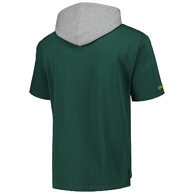 Men's Mitchell & Ness Green Green Bay Packers Postgame Short Sleeve Hoodie