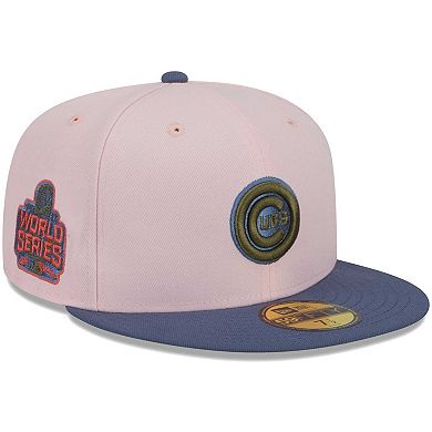 Men's New Era Pink/Blue Chicago Cubs  Olive Undervisor 59FIFTY Fitted Hat