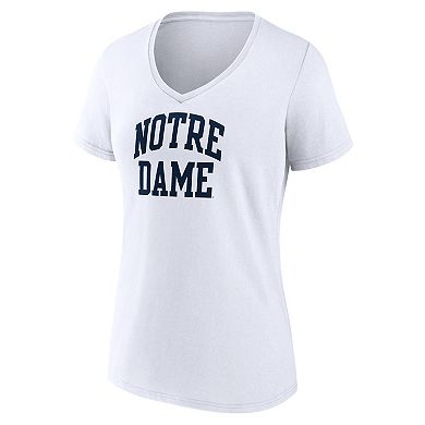 Women's Fanatics Branded White Notre Dame Fighting Irish Basic Arch V-Neck T-Shirt