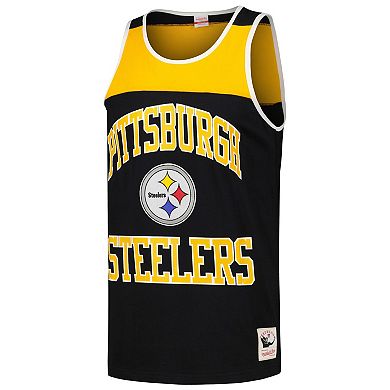 Men's Mitchell & Ness Black/Gold Pittsburgh Steelers  Heritage Colorblock Tank Top
