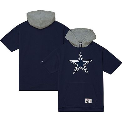 Men's Mitchell & Ness Navy Dallas Cowboys Postgame Short Sleeve Hoodie