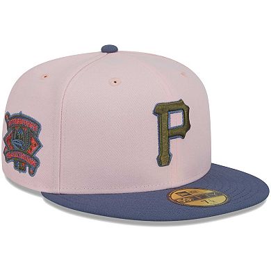 Men's New Era Pink/Blue Pittsburgh Pirates  Olive Undervisor 59FIFTY Fitted Hat