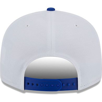 Men's New Era White/Royal Philadelphia 76ers Crest Stack 9FIFTY Snapback Hat