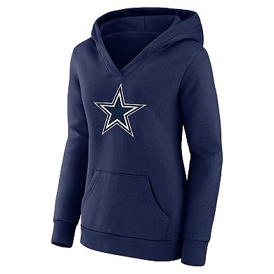 Women's Fanatics Branded Dak Prescott Navy Dallas Cowboys Player Icon Name & Number V-Neck Pullover Hoodie