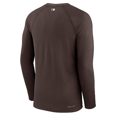 Men's Nike Brown San Diego Padres Authentic Collection Raglan Performance Long Sleeve T-Shirt