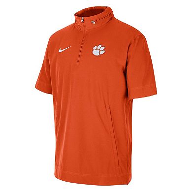 Men's Nike Orange Clemson Tigers Coaches Half-Zip Short Sleeve Jacket