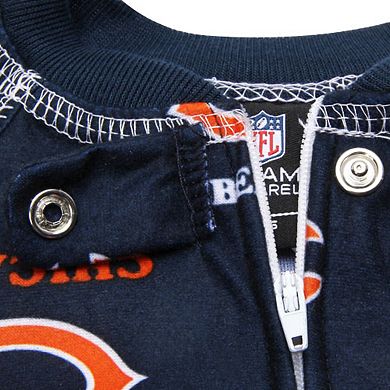 Chicago Bears Toddler Piped Raglan Full Zip Coverall - Navy Blue