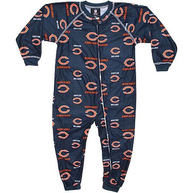 Chicago Bears Toddler Piped Raglan Full Zip Coverall - Navy Blue