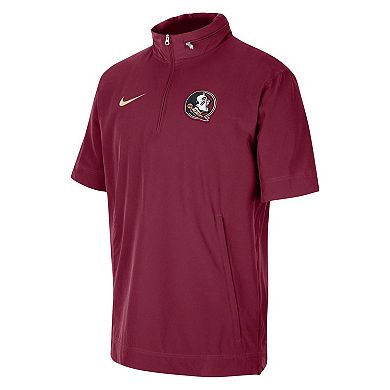 Men's Nike Garnet Florida State Seminoles Coaches Half-Zip Short Sleeve Jacket