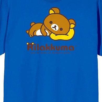 Men's Rilakkuma Brown Bear Lying on a Pillow Graphic Tee