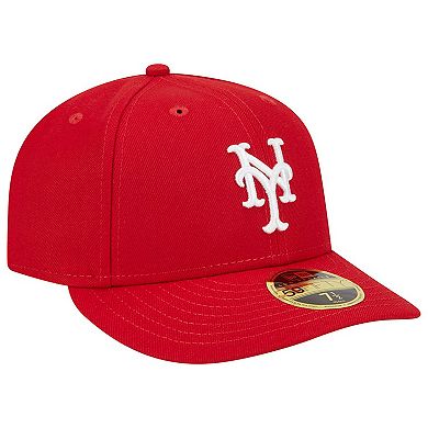 Men's New Era Scarlet New York Mets Low Profile 59FIFTY Fitted Hat