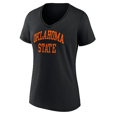Women's Fanatics Branded Black Oklahoma State Cowboys Basic Arch V-Neck T-Shirt