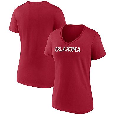 Women's Fanatics Branded Crimson Oklahoma Sooners Basic Arch V-Neck T-Shirt