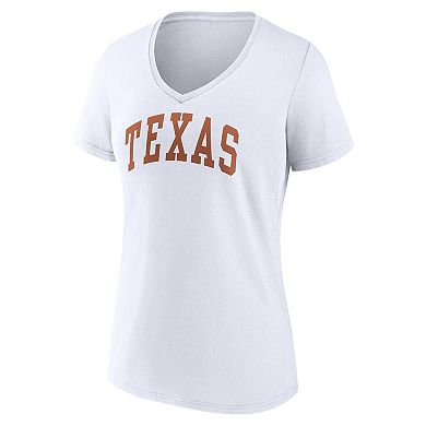 Women's Fanatics Branded White Texas Longhorns Basic Arch V-Neck T-Shirt