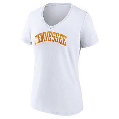 Women's Fanatics Branded White Tennessee Volunteers Basic Arch V-Neck T-Shirt