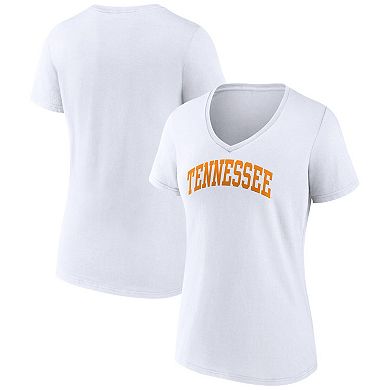 Women's Fanatics Branded White Tennessee Volunteers Basic Arch V-Neck T-Shirt