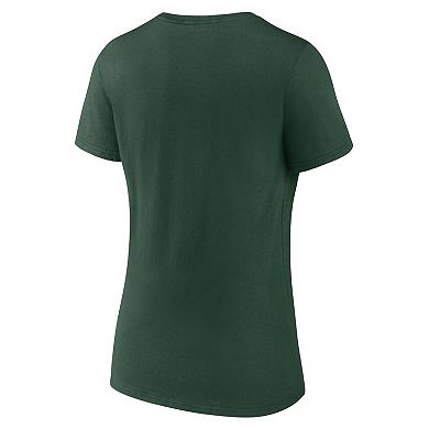 Women's Fanatics Branded Green Miami Hurricanes Evergreen Campus V-Neck T-Shirt