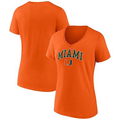 Women's Fanatics Branded Orange Miami Hurricanes Evergreen Campus V-Neck T-Shirt