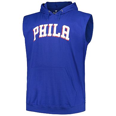 Men's Fanatics Branded Royal Philadelphia 76ers Big & Tall Jersey Muscle Pullover Hoodie