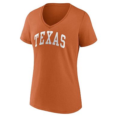 Women's Fanatics Branded Texas Orange Texas Longhorns Basic Arch V-Neck T-Shirt