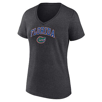 Women's Fanatics Branded Heather Charcoal Florida Gators Evergreen Campus V-Neck T-Shirt