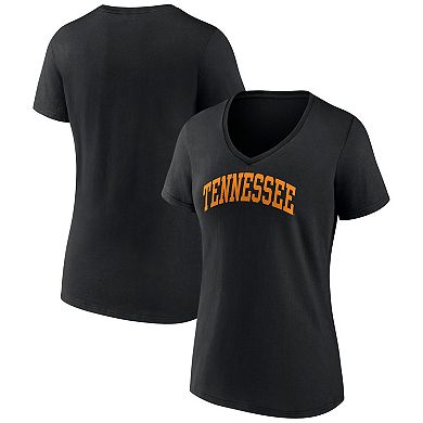 Women's Fanatics Branded Black Tennessee Volunteers Basic Arch V-Neck T-Shirt