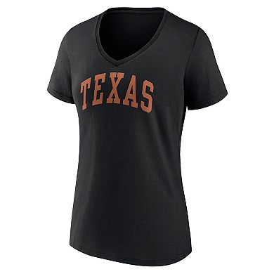 Women's Fanatics Branded Black Texas Longhorns Basic Arch V-Neck T-Shirt